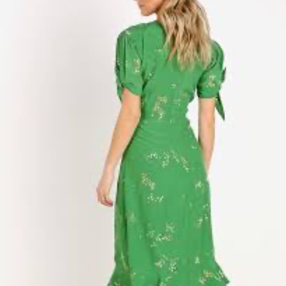 Faithfull The Brand Emilia Midi Dress Myrtille Floral Print Green L - Picture 5 of 8